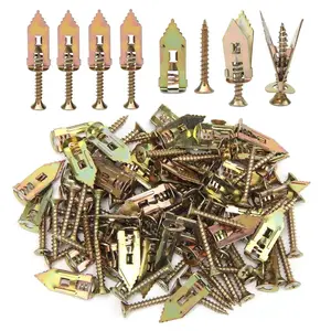 100Pcs Heavy Duty Self-Drilling Wall Anchor Kit - 50 Sheetrock Anchors (0.47x1.18 Inch) & 50 Zinc Expansion Screws, No Drill Needed with Hooks & Brackets for Home Office Use