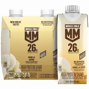 Muscle Milk 26g High Protein Shake, Vanilla Creme, Ultra- Filtered Milk 11 fl oz, 4 pack