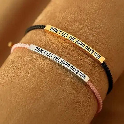 Don't Let The Hard Days Win Bracelet for Women Men Handmade Adjustable Cord Bracelet, Motivational Gift BraceletDaughter/Sister/Friend/Teen Jewelry Gift