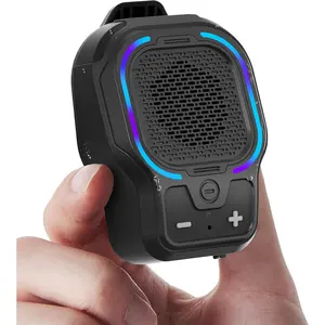 Wearable  Speaker,  Clip-  Portable Speaker with 3 Light Modes, 10H Playtime, Built-in Mic Hands-Free Mini Loud Speaker, Lightweight for Jobsite Outdoor Work Commute