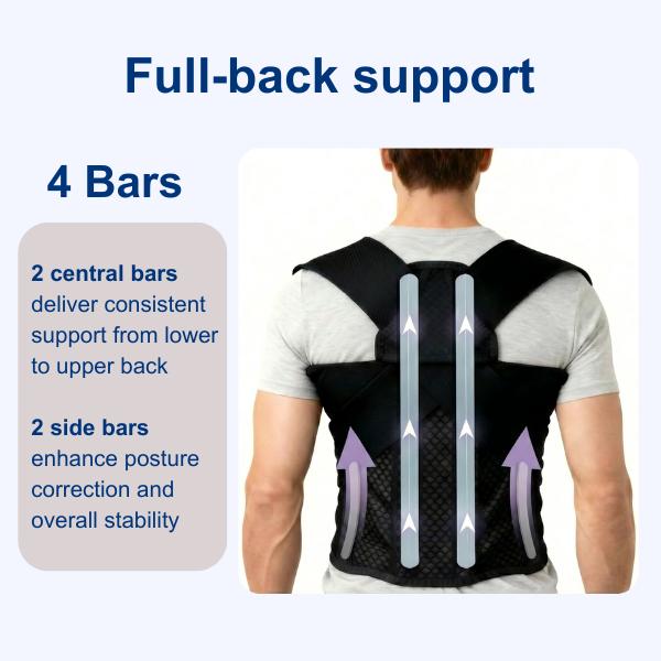 LibertyMove Full Back Posture Corrector for Men & Women, 3.1" Wide Strap Back Brace for Upper & Lower Back Support, Recovery & Pain Relief, Adjustable Spinal Support for Hunchback