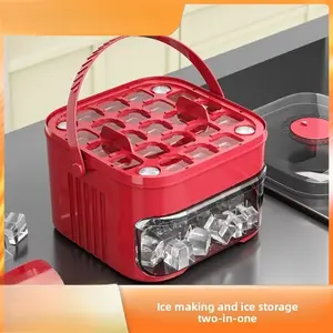 1-pack manual ice tray portable double-layer plastic ice tray no power compact ice maker for drinks and meals