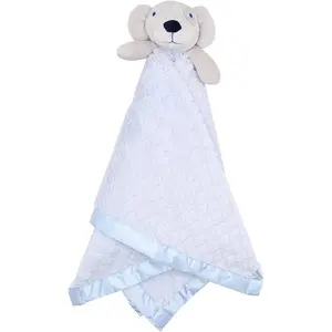 Everyday Kids Blue Baby Security Blanket – Plush Toy Attached to Soft 30” Fleece Blanket