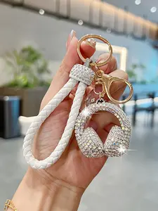 Creative Braided Rope Earphone Keychain, Cute Cool Music Bag Charm, Car Key Ring Pendant, Gift for Friends, All Seasons Accessory
