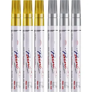 and   Pens - 6 Pack Oil Based Metallic Permanent Markers, Medium Tip, Quick Dry and   Markers for Rock, , Metal, Plastic, Canvas, Glass, Ceramics, Rubber