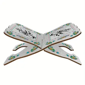 Elegant wooden Quran rack - Retro Islamic bookshelf, foldable Bible organizer, suitable for decoration display during Eid al Fitr, for reading and prayer