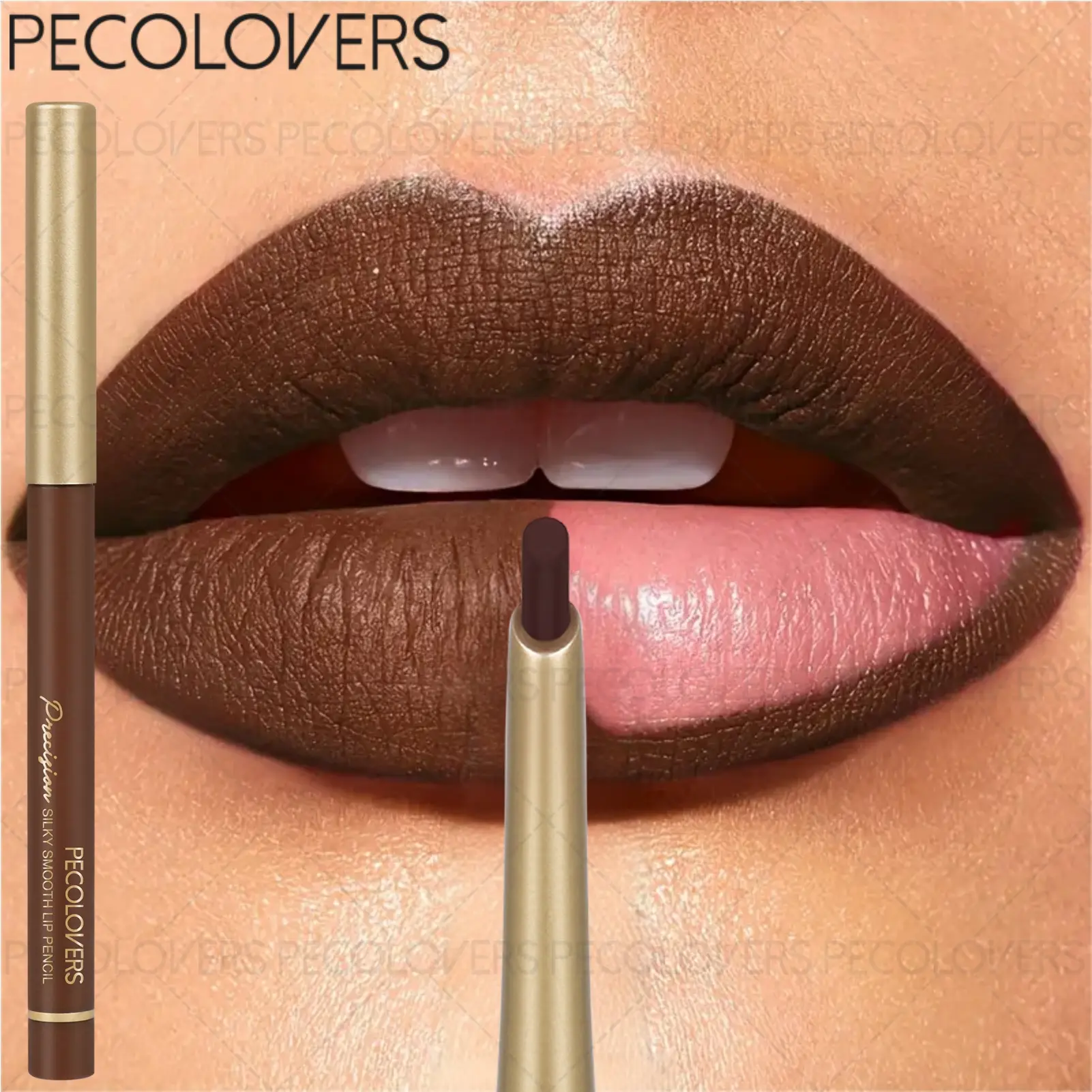 1Pc Soft Lip Liner Pen - High Pigment Lip Contour, Easy To Apply For All Occasions, Pink And Brown, Lip Cosmetic, Lipliner