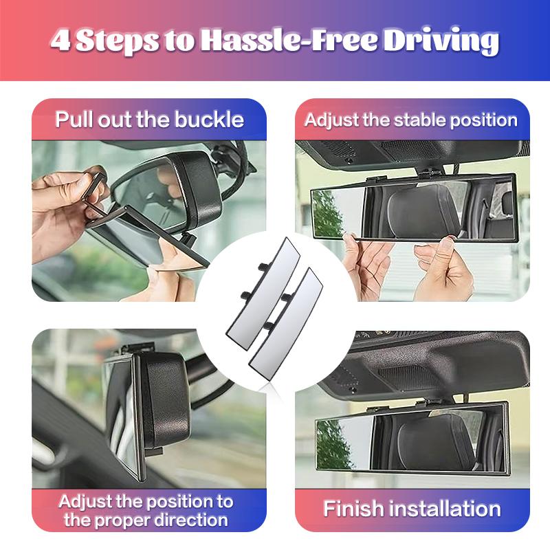 11.81" Panoramic Convex Rearview Mirror | Interior Clip-On Wide Angle for Effective Blind Spot Reduction | HD Visibility, Universal Fit for Car/SUV/Trucks