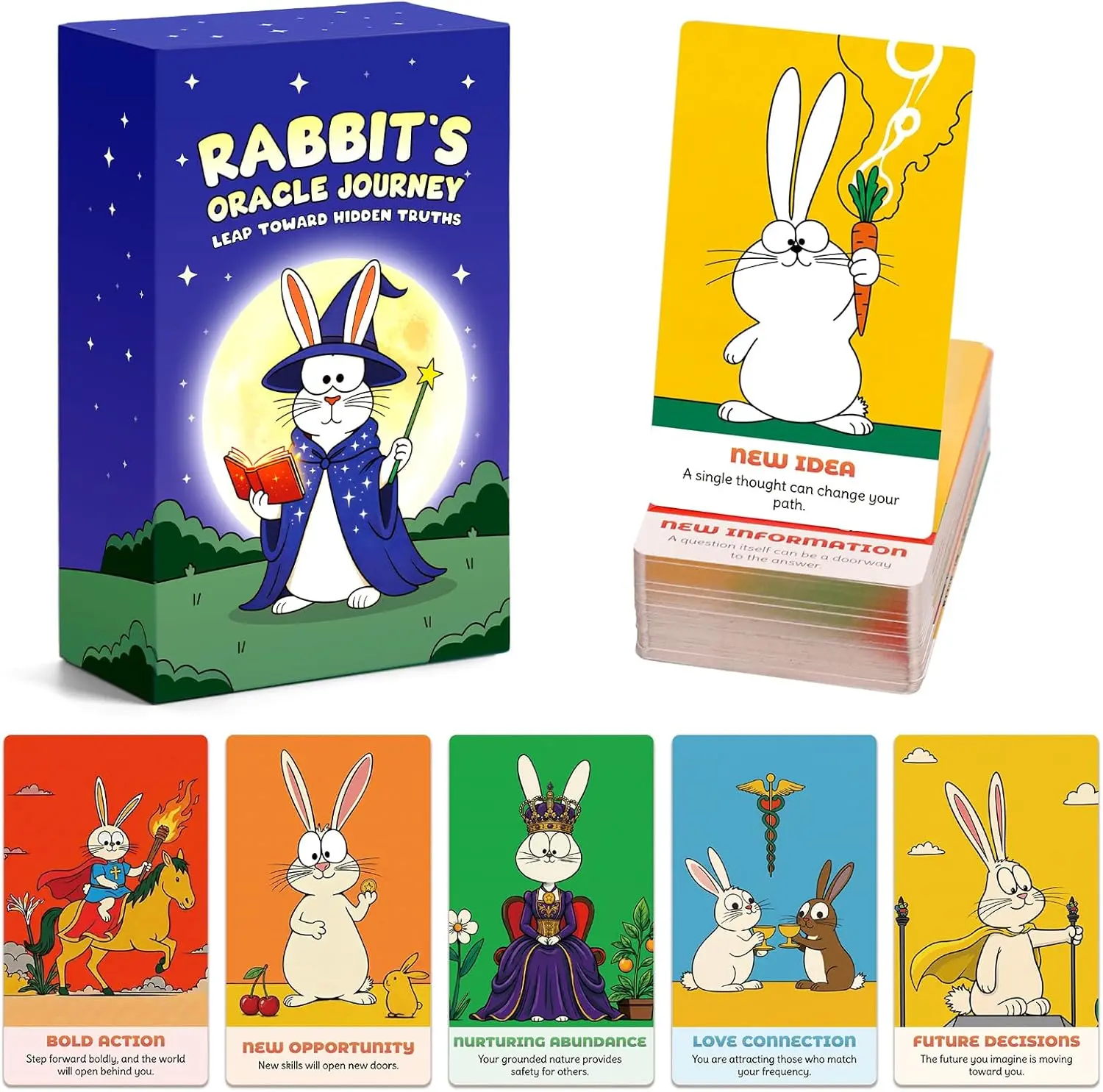 Rabbit's Oracle Journey Cards, 78 Oracle Card Deck for Beginners, Intuitive Guidance for Clarity, Self Discovery & Relationships, Animal Oracle Cards, Daily Insight & Spiritual Growth