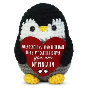 Anniversary Couple Gift (unisex) – Handmade Penguin Knitted Doll, Mother's Day, Father's Day, Engagement, Wedding Anniversary, Birthday Gift, Handmade Crochet Figure, Stuffed Animal Gift