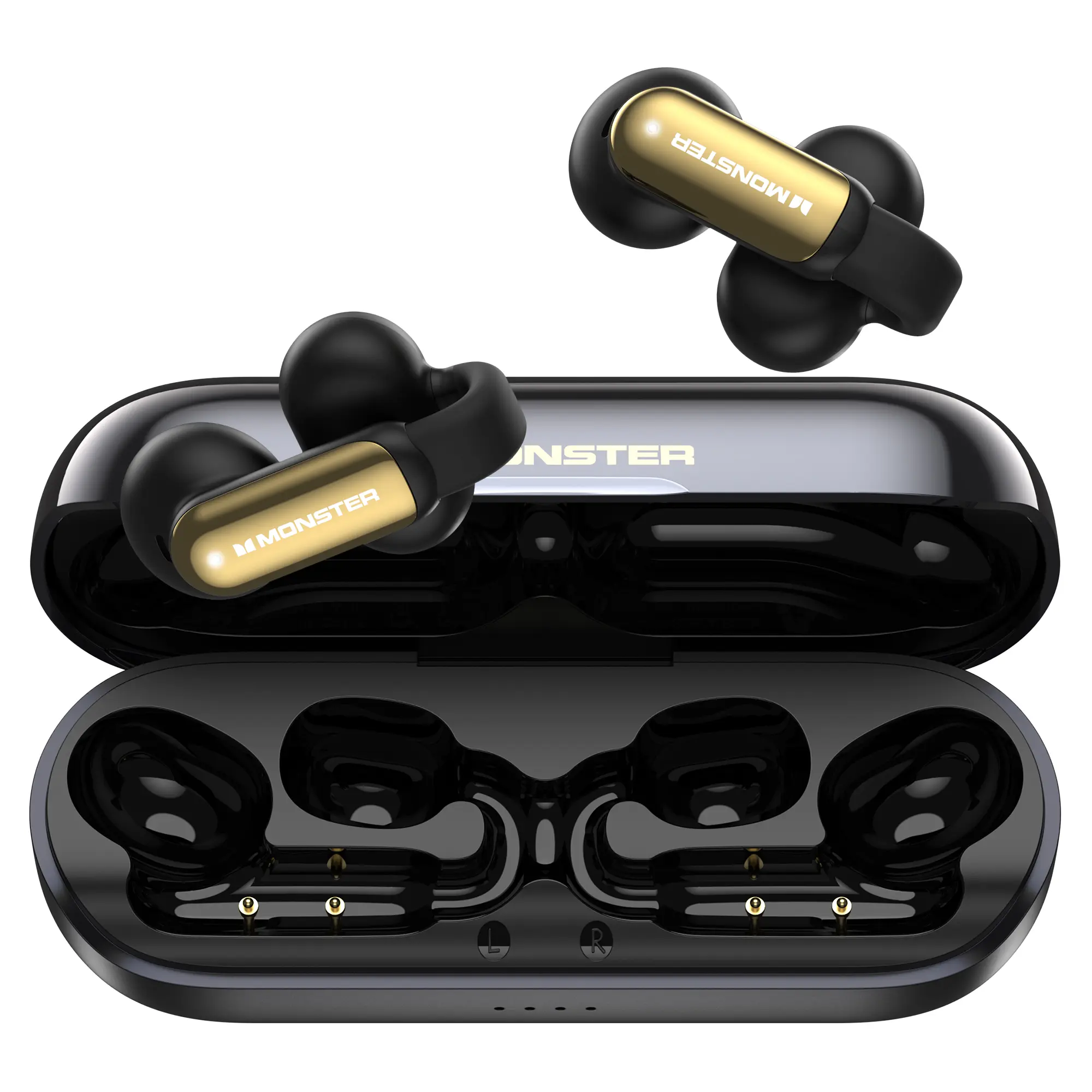 Monster Open AC601 Wireless Clip-On Earbuds - Bluetooth 5.4 Audio Electronic Headphones for Sports, Environmental Noise Cancellation, IPX5 Waterproof, Touch Control, Stable Connection, Fast Charging, Headphone For Sports