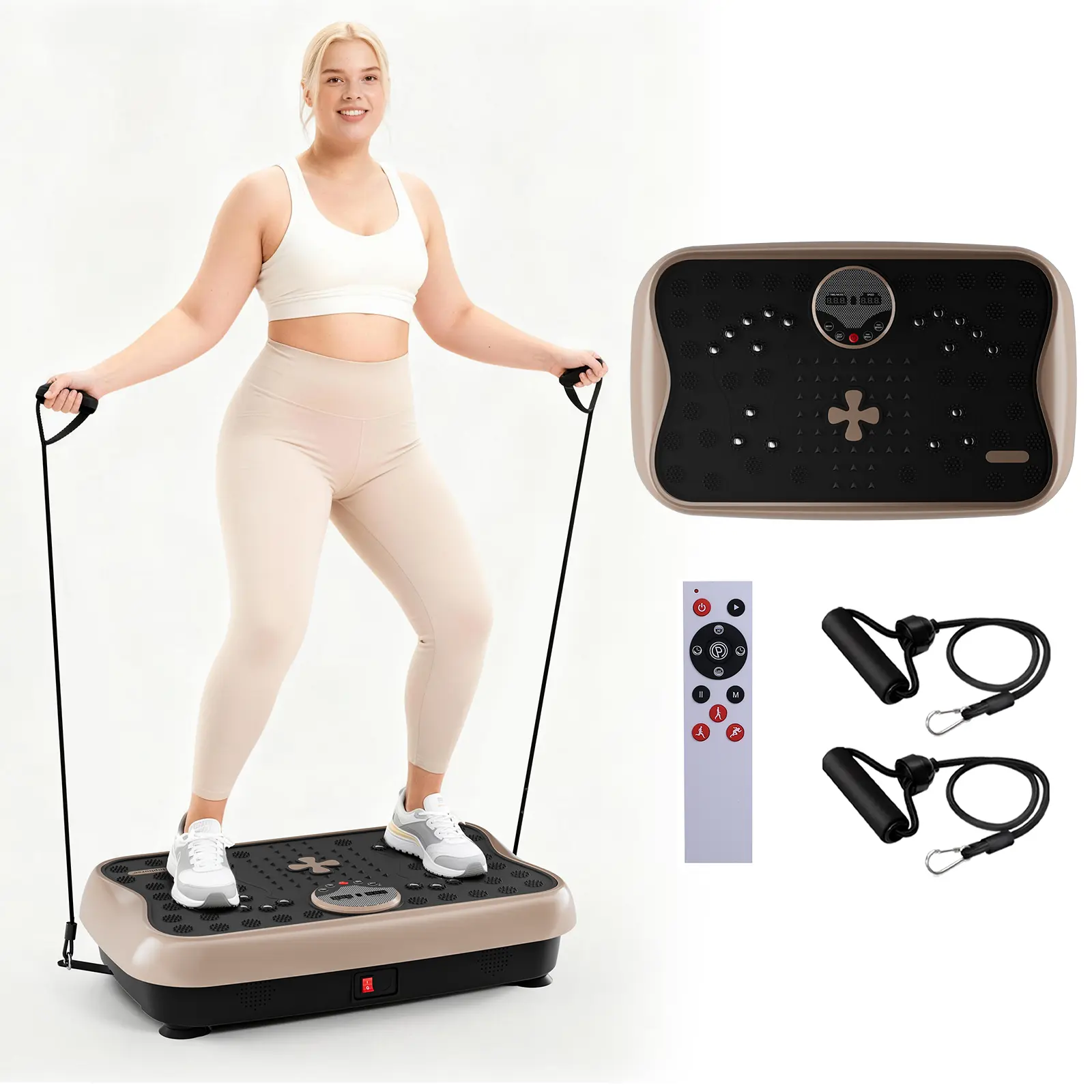 HopHorse Vibration Plate Exercise Machine - Compact & Heavy-Duty Home Workout Gear with 400lbs Capacity, Silent 30dB Motor, 4 Speeds & Bands, Vibration Plates