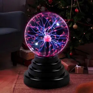 LED Night Light Touch Plasma Ball Lamp USB Powered LED Magic Sphere for Home and Office Decoration, Indoor Decorative Light, Sound Reactive Electrostatic Flash Ball Perfect Halloween, Christmas, Birthday Gifts USB or 4 AAA Batteries Powered