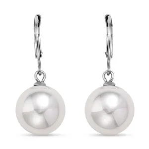 Shop LC White Shell Pearl Dangling Earrings in Stainless Steel