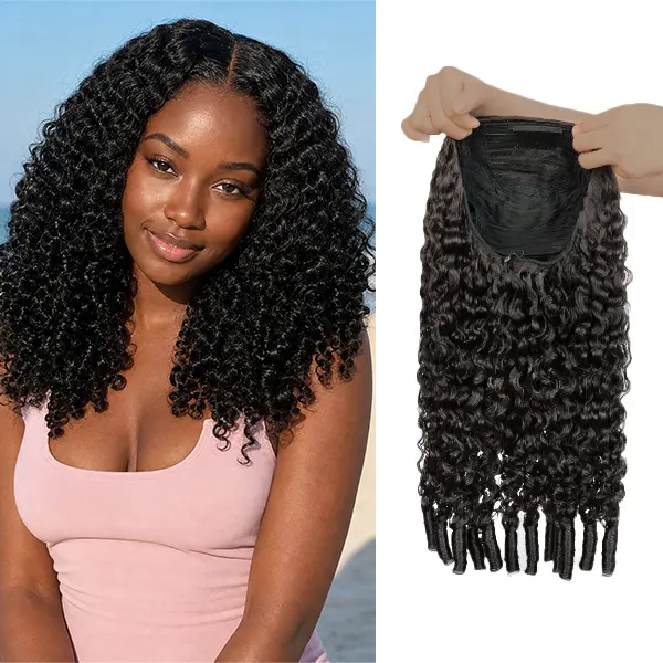 Msgem Hair Burmse Curly Half Wig Human Hair Half Wig Spiral Curly Ends 3 In 1 Seamless Flip Over Glueless Wigs Human Hair with Drawstring Beginner Friendly Curly Wig for Women Daily Wear #Tiktokdealsforyouday