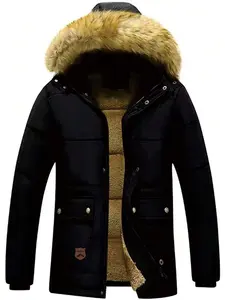 Men Fuzzy Hooded Puffer Coat