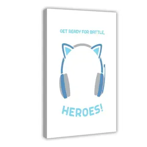 Overwatch Gaming Poster, Blue Headset Ears, Game Room Decor