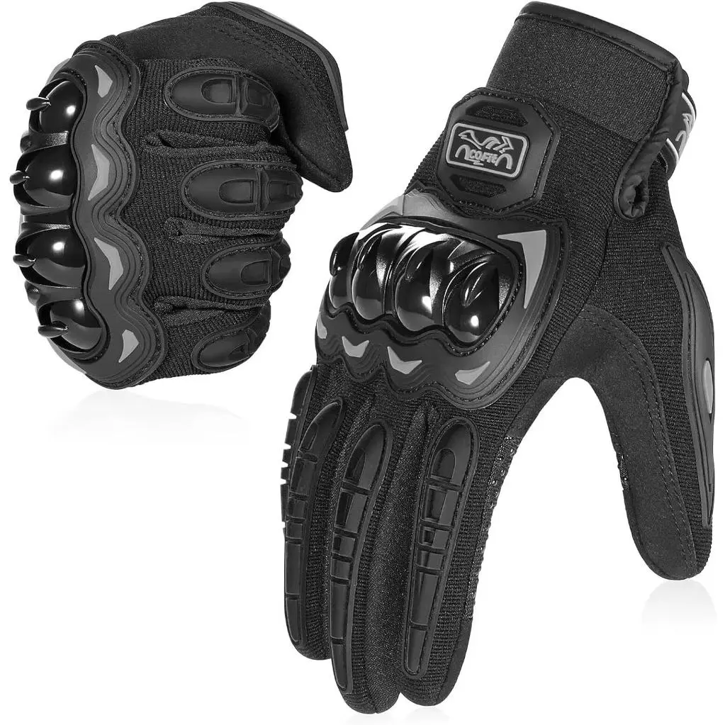 Black Sports Gloves, Adult Full Finger Touchscreen for BMX, Road Racing, and Climbing, Unisex Names, Size L