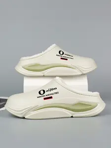 Thick Sole Slip-On Waterproof Non-Slip Plush Slippers, Cozy Lining, Unisex Indoor Outdoor Shoes, Comfortable and Durable Footwear for All Seasons