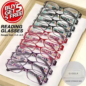 10PCS Women's Fashion Vintage Square Reading Glasses, HD Clear Lens, +1.0 to +4.0 Strength, Lightweight Durable PC Material, Reading Eyeglasses, Daily Computer Office Book Use