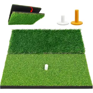 Foldable Golf Hitting Mat with 10mm EVA Base,  Dual-Turf Golf Practice Mat for Indoor/Outdoor , Simulator Swing and Chipping, Ideal  for Golfers, Men, Dad