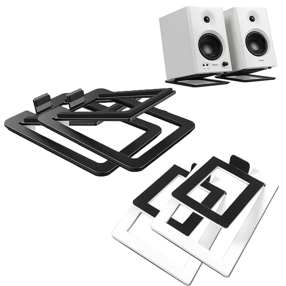 Desktop Speaker Stands for 3-4 inch medium-sized speaker.Tilted Tabletop Steel Computer Speaker Stands(Pair).Size of 12cm*8cm,suitable for MR4, MR3, MR3BT