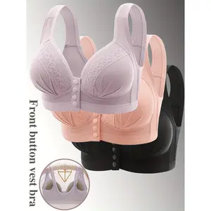 3-piece set, lace, back clasp, adjustable, no underwire, push-up, comfortable, bra
