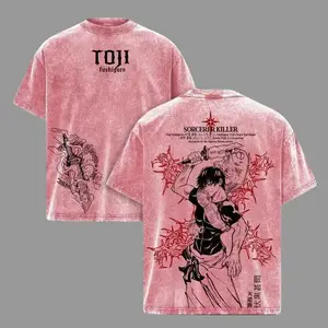 Toji Fushiguro Tee Washed Jujutsu Kaisen Execution Shibuya Incident Culling Game Prelude Vintage Oversized Heavy Cotton Double Printed Front Anime T Shirt Retro Unisex Streetwear Graphic Lemon Demon Logo Print Gift Menswear Top