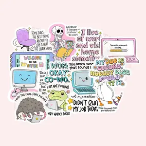 Sarcastic Funny Work Stickers 12 Unique Designs Handmade Waterproof 12/36/60 Count Scrapbooking Stickers for Crafting Kit