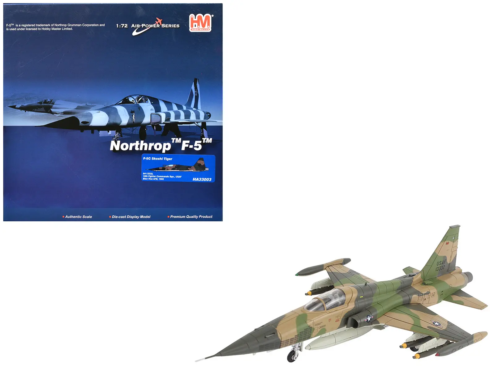 Northrop F-5C Skoshi Tiger Aircraft "Bien Hoa AFB" (1965) US Air Force "Air Power Series" 1/72 Diecast Model by Hobby Master.