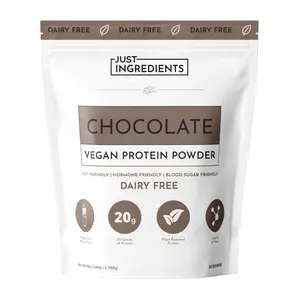Just Ingredients Chocolate VEGAN Protein Powder - 20 Servings -  Fitness Supplement | Plant Based Protein | 20g of Protein