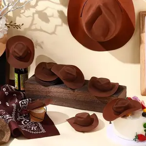 Xtinmee 12pcs Mini Cowboy Hats - Plastic Tiny Western Hats for Party Decor, Crafts, Doll Accessories - Mixed Colors, Durable & Lightweight Miniature Cowboy Hats for Western Theme Parties, Craft Projects |   Rustic Design |   Faked Look, Cowboy Accessories