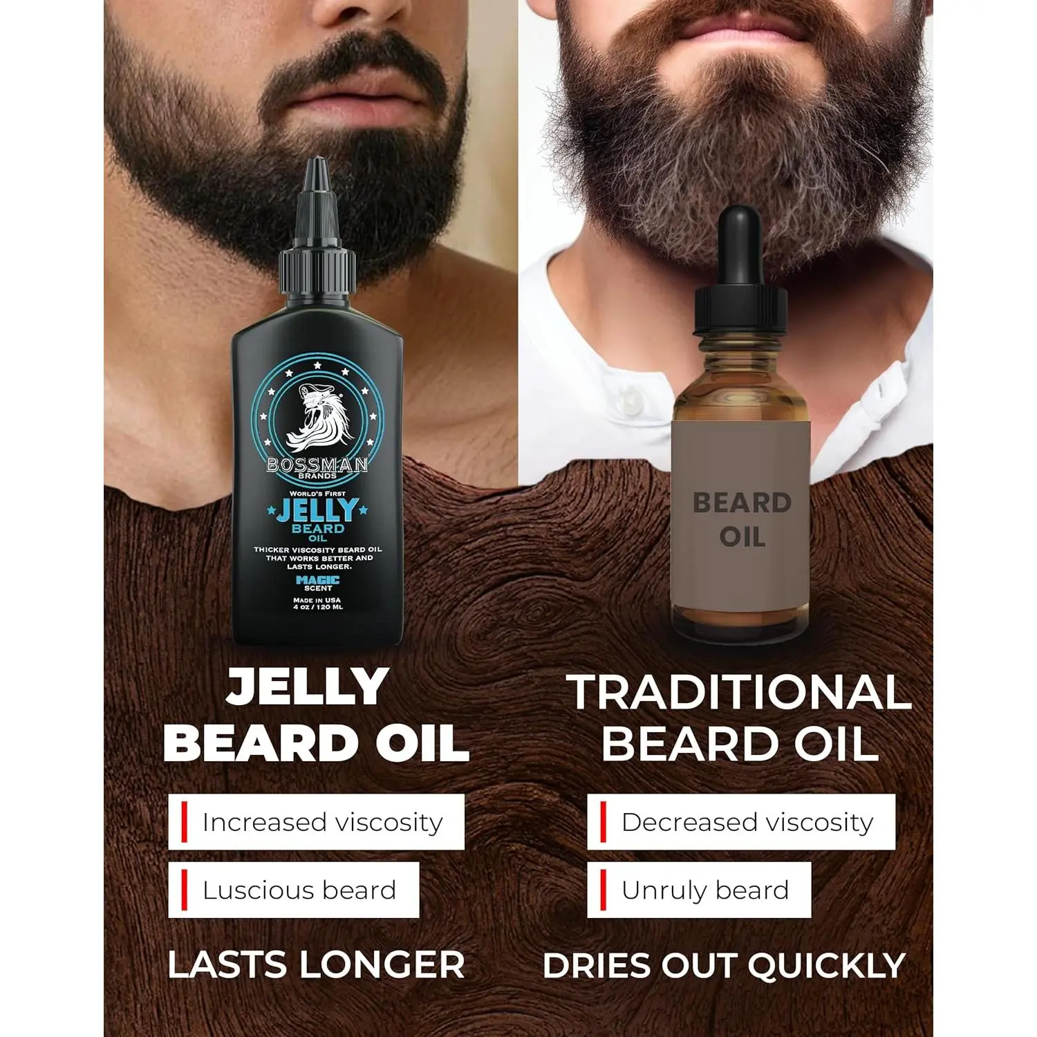 Bossman Jelly Beard Oil for Men (4 oz, Magic Scent) – Softens, Moisturizes & Conditions with Natural Ingredients Bossman Jelly Beard Oil for Men (4 oz, Magic Scent) – Softens, Moisturizes & Conditions with Natural Ingredients