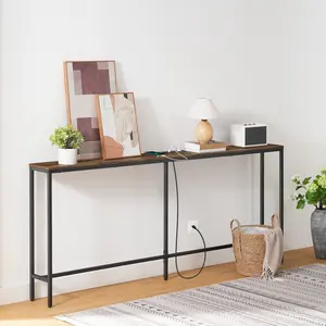 MAHANCRIS 78.7" Console Table with Power Outlet, for Entryway, Hallway, Foyer, Living Room, Rustic Brown