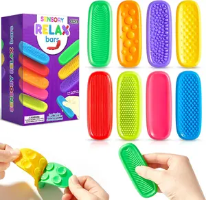 Sensory Fidget Toys for Kids Adults 8 Pack Sensory Strips for Autism,ADHD and Anxiety Relief Items for Adults. Quiet Suction Toys for Autism, Stress -Relief Fidgets Calm Strips,Worry Stones Desk Toys