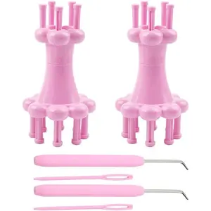 Ximimark 2 PCS DIY Spool Crochet Loom Mini Knitter Knitting Yarn Wool Rope Needle Hook Scarves Straps Making Craft Tools