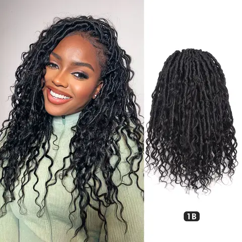 DBLLocs | Toyotress Fusion Blend Human+Synthetic Braided Hair Extensions, 12-18 inch Pre-Looped Tighter Hand Twisted Boho Butterfly Faux Locs, Weightless Fit, 8 Packs (80 Strands),