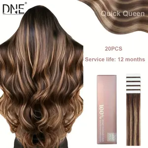 Wholesale 2025 Arrived 20pcs Tape-In Hair Extensions 14-22 Inch Straight Human Hair Extensions - Double-Sided Invisible Seamless Remy Hair Extensions for Women, Reus& Easy to Apply, Natural Look, All Ethnicities, Dyed Friendly, Versatile Hair Styling| Pr
