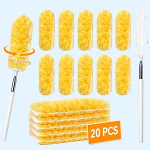 20PCS Microfiber Duster Refills, Washable Replacement Heads for Extendable Duster, Ceiling Fans, Blinds & Home Cleaning
