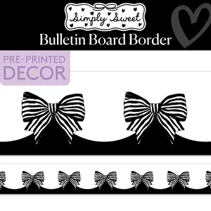 Classic Black and White Striped Bows Bulletin Board Border | Simply Sweet