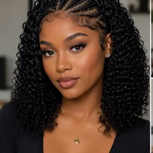 Cornrow Braid Bob Deep Curly Wig