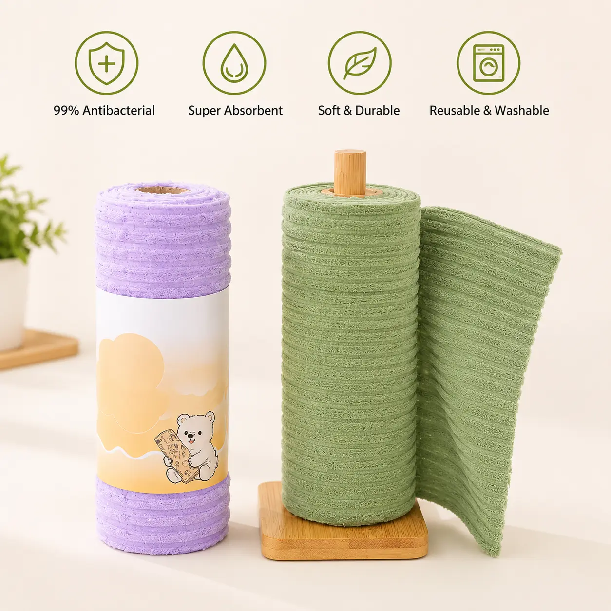Single Pack Tear-Off Plush Household Cleaning Cloth Roll, Absorbent Wiping Towel Suitable for Kitchen Stove, Dinnerware, Glass Surfaces and Indoor Cabinet Daily Maintenance