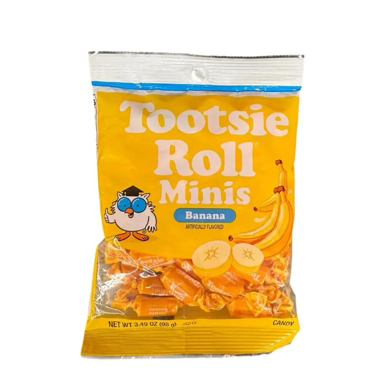 Tootsie Roll Minis Banana Flavor Fruity Flavor Candies, Sweet Snack, Party Snacks, Bite-Sized Treat - 1 Bag, 3.49 oz, All Ages