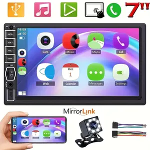 New 7-Inch HD Car Stereo Radio, 2 Din MP5 Multimedia Player Featuring 8 LED Backup Camera, FM/USB/AUX, SD Capabilities, Steering Wheel Control, And IR Remote Control, with Support for Mirror Link, Without Battery