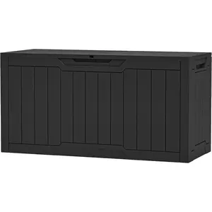 80-Gallon Waterproof Resin Outdoor Storage Box, Lockable Storage Container for Outdoor Furniture, Cushion Storage, Pool Accessories, Garden Tools and Sporting Gear, Black