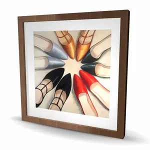 212 MAIN Black Wood-Framed Matted Print - 24x24 in. Artistic Vibrant Women's Shoe Array Artwork, Hanging Wall Decor for Bedroom Home Use