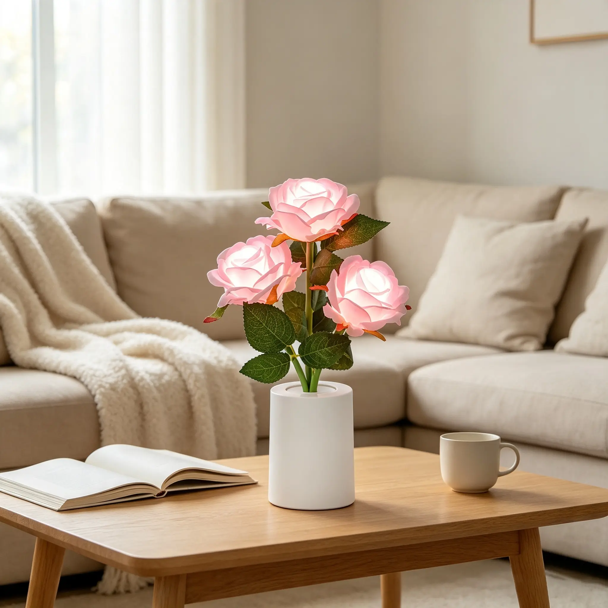 Artificial Rose Flower Lamp with Warm LED Light, Forever Rose Night Light, Romantic Bedroom Decor Gift for Women, Wife, Girlfriend