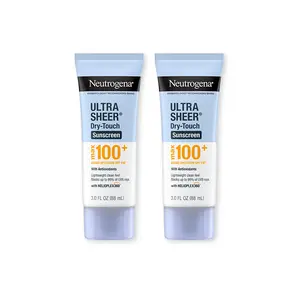 Neutrogena Ultra Sheer Dry-Touch Sunscreen Lotion Max 100+ Duo |  Broad Spectrum SPF 100 UVA/UVB Protection, Lightweight, Non-Greasy Sunscreen, Oxybenzone-Free, Antioxidant, Travel Size, 3 fl oz