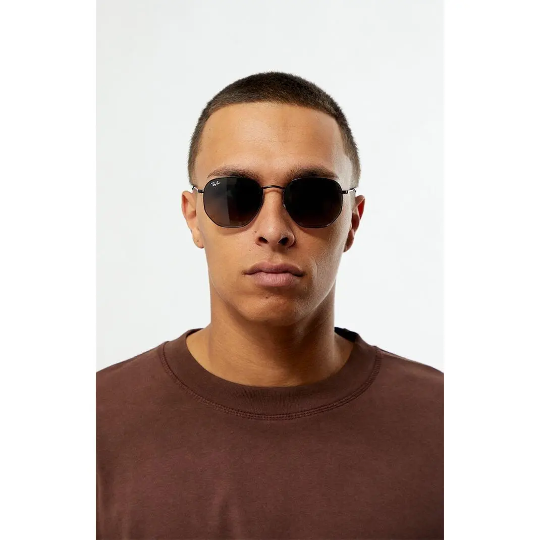 Ray-Ban Men's RB3548 Black Hexagonal Sunglasses Ray-Ban Men's RB3548 Black Hexagonal Sunglasses