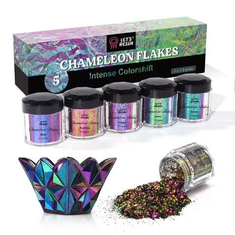 LET'S RESIN 0.5g High Saturation High Pigment Chameleon Flakes - Chrome Powder Arts and Crafts Supplies for Resin Molds, Tumblers, Hair, Nails, Bath Bombs